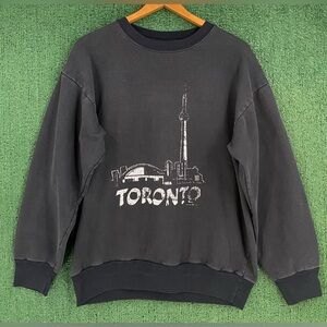 Vintage 90’s Toronto Canada CN Tower Skyline Black Sweatshirt Men’s Size Medium